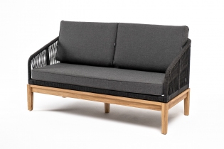 MR1001610 диван 2-местный плетеный из роупа, каркас алюминий светло-серый шагрень, роуп салатовый